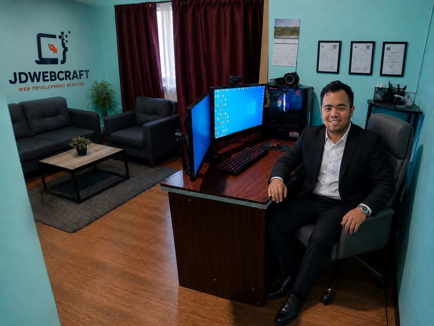 Jerome in the Kodcraft AI and JD Webcraft studio in the Philippines